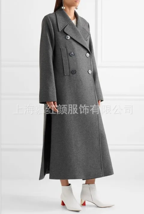 Новое модное женское длинное шерстяное пальто элегантная осенне-зимняя