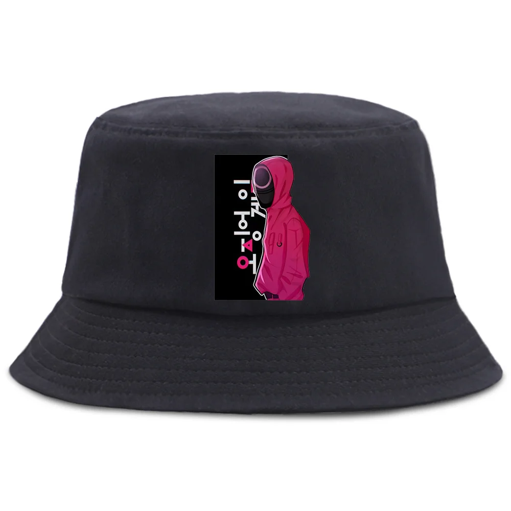 

Шляпа Женская хлопковая в стиле Харадзюку, Солнцезащитная Панама от солнца, в стиле унисекс, с надписью «Игра кальмар», в Корейском стиле, дл...