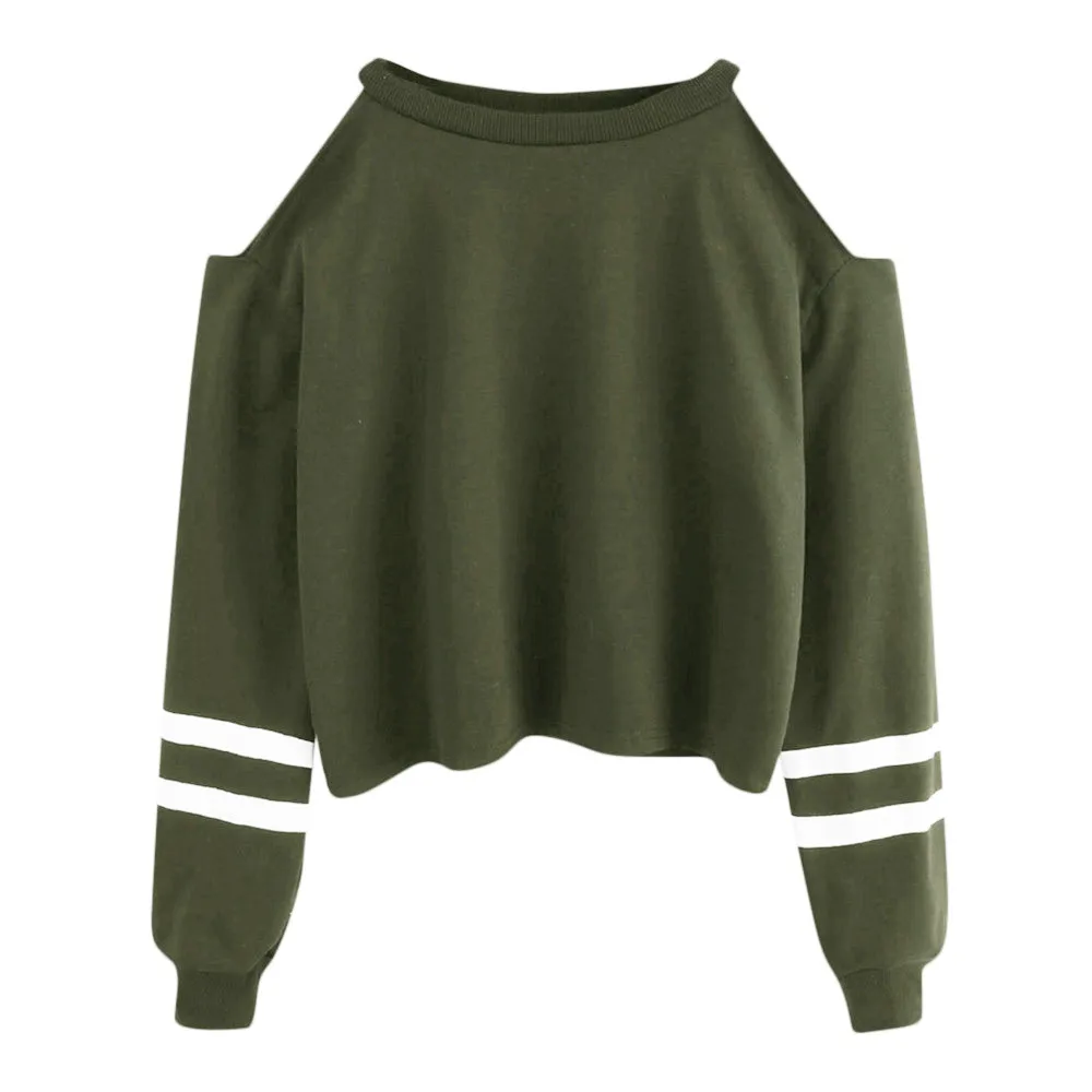 Женская блузка с открытыми плечами повседневный пуловер длинными рукавами
