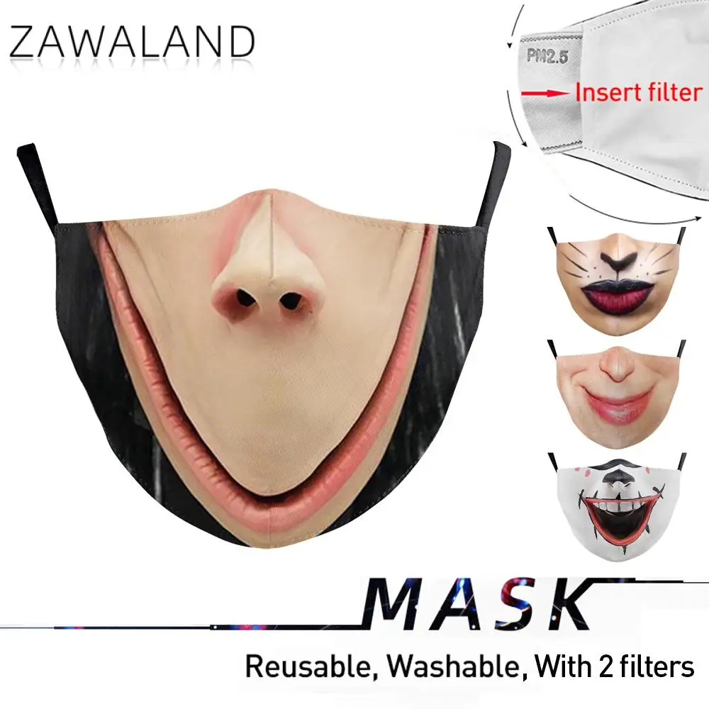 

Zawaland Fashion Print Mouth Masks Washable Reusable Mouth Cover Outdoor Unisex Adult Kids Halloween Face Mask With Filter
