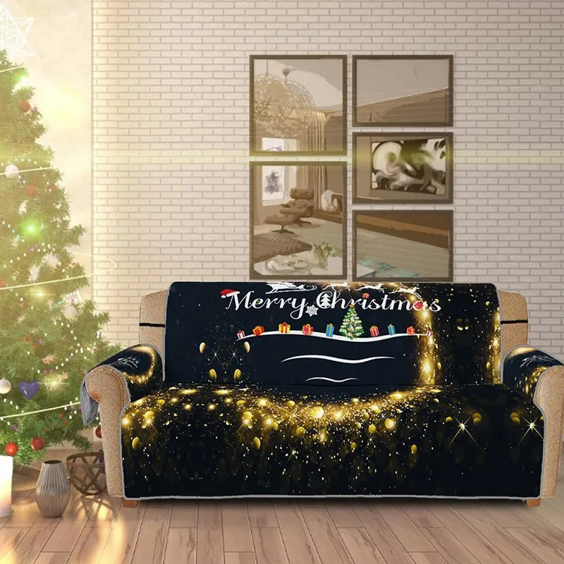 Рождественский чехол для дивана 3D цифровой с Санта-Клаусом гостиной защита