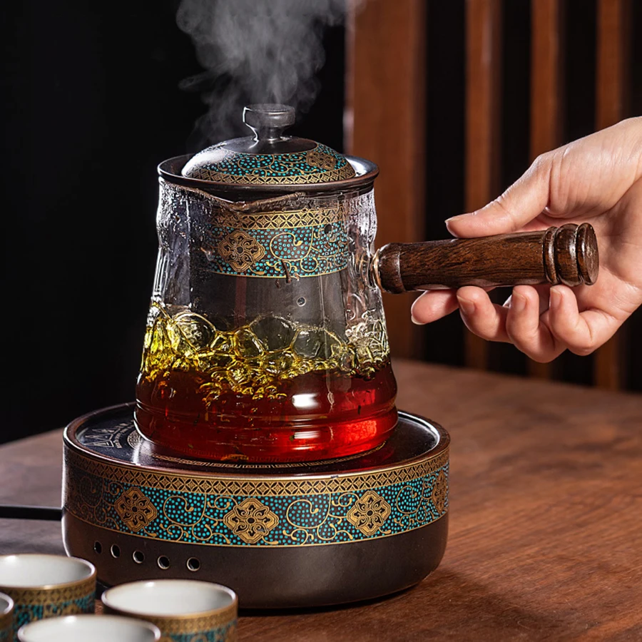 

Vintage Glass Tea Pot Chinese Electrical Heat Resistant Healthy Handle Tea Kettle Small Office Wasserkocher Home Garden EF50TP
