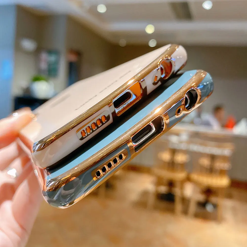 Boucho Mạ Điện Hình Bầu Dục Dành Cho Huawei Honor 30 P30 P40 Giao Phối 30 Pro Nova 7 SE Cao Cấp Màu Trơn họa Tiết Trái Tim Bìa Mềm cute phone cases huawei