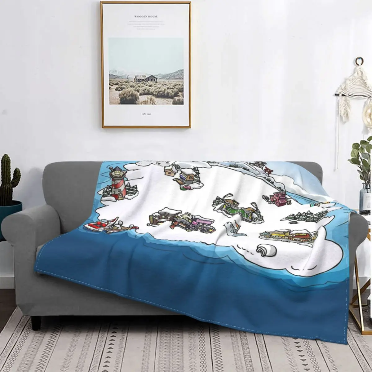 

Club Penguin Map Blanket Bedspread Bed Plaid Blanket Bed Blankets Picnic Blanket Winter Bed Covers