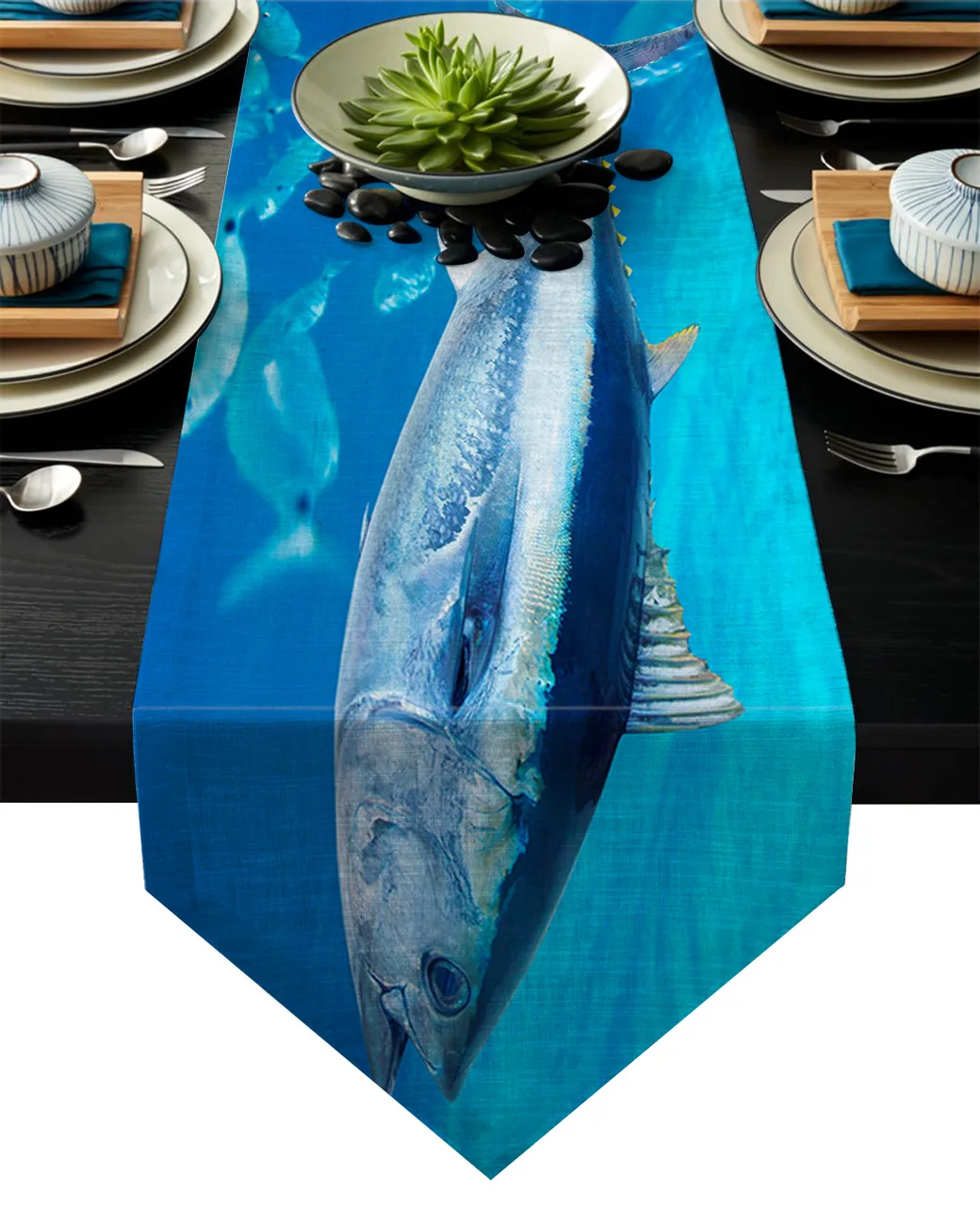 Настольная дорожка с современным синим тунцом скатерть обеденный стол украшение