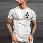 Мужская футболка в белую полоску, Повседневная футболка с круглым вырезом и коротким рукавом, в стиле хип-хоп, Новинка лета 2021