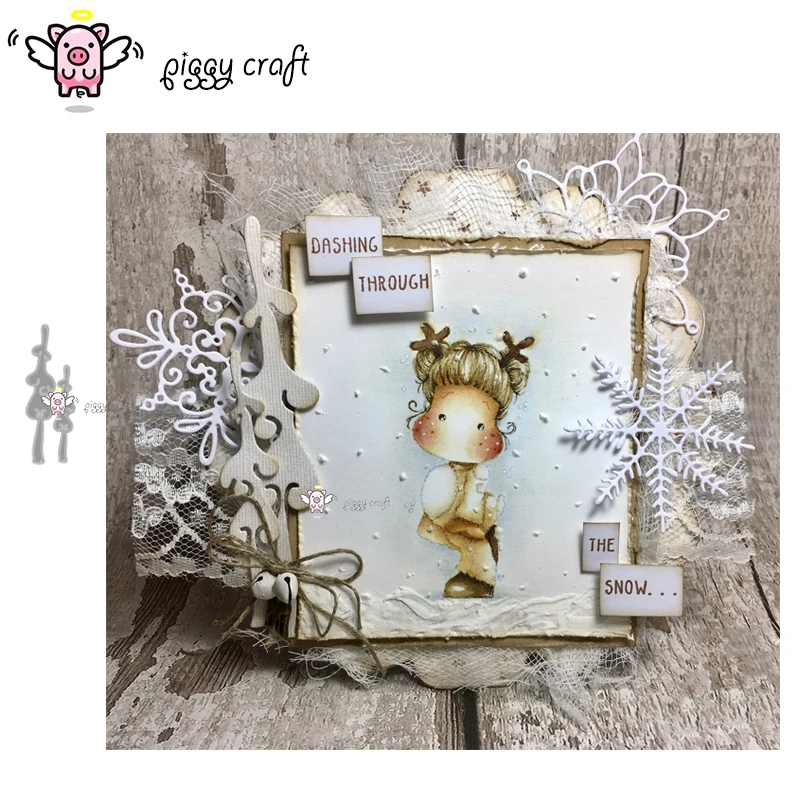 

Piggy Craft metal cutting dies cut die mold Christmas tree decoration Scrapbook paper craft knife mould blade punch stencils die