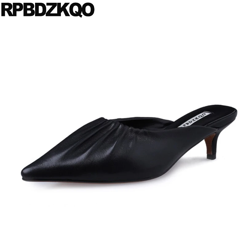 Красный винклпикеры черный без задника Обувь с тонким скошенным Размер 33 офис 2019