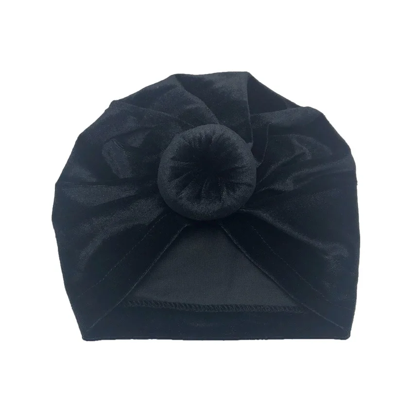 1pcs Solid Color Velvet Baby Hat Indian hat cotton cap baby girls kids turban headband Accessories For Children | Детская одежда и