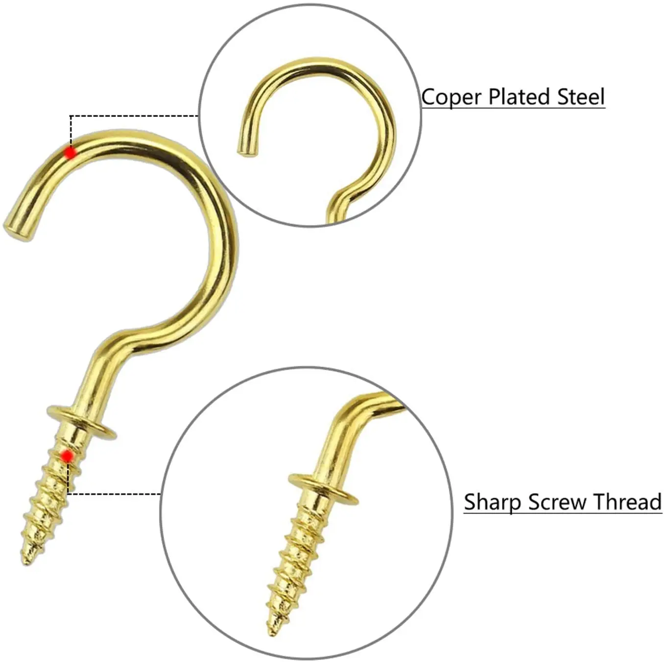50 шт 1/2 5/8 3/4 дюйма латунные покрытые плечиками крючки для кружек винтовые