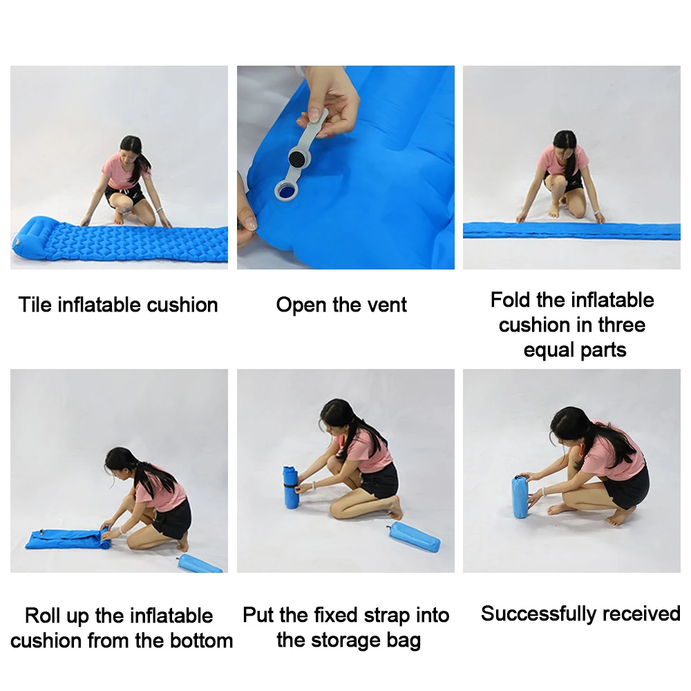 

Outdoor Inflatable Sleeping Pad Camping Mattress Ultralight 190CM Travel Mat Waterproof Folding Bed Air Cushion Hiking Trekking