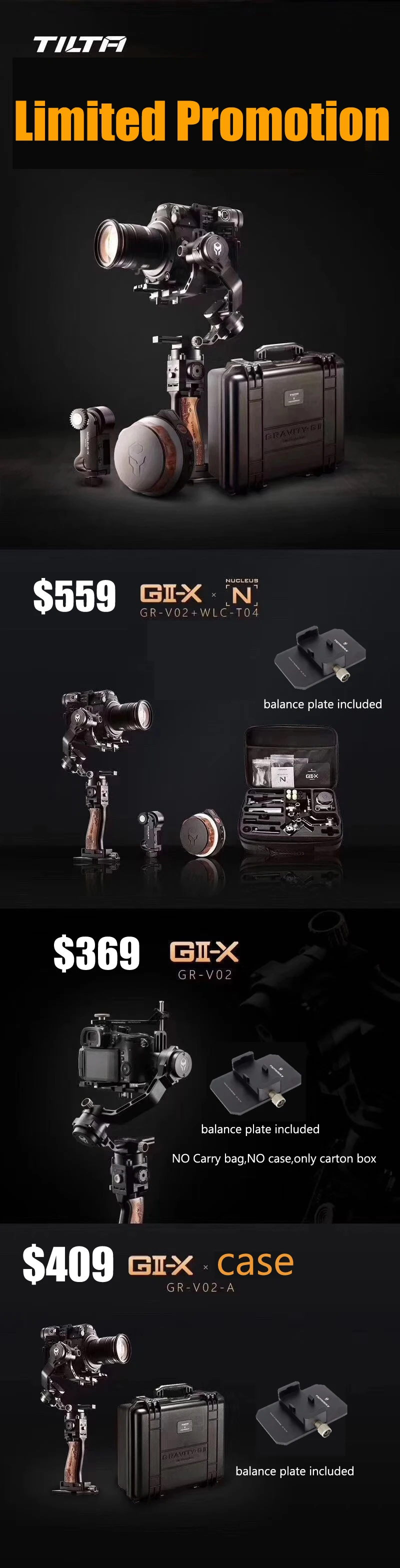 TILTA Gravity G2X TILTAMAX портативный монопод с шарнирным замком Системы 3-осевой Стабилизатор камеры DSLR Объективы для камер SONY CANON беззеркальных цифровых зеркальных фотокамер GH5 5D BMPCC 4K