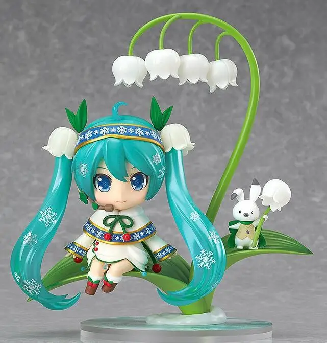 Miku Snow Bell Lotus leaf Ver. Милая аниме 10 см фигурка игрушки модель|Игровые фигурки и