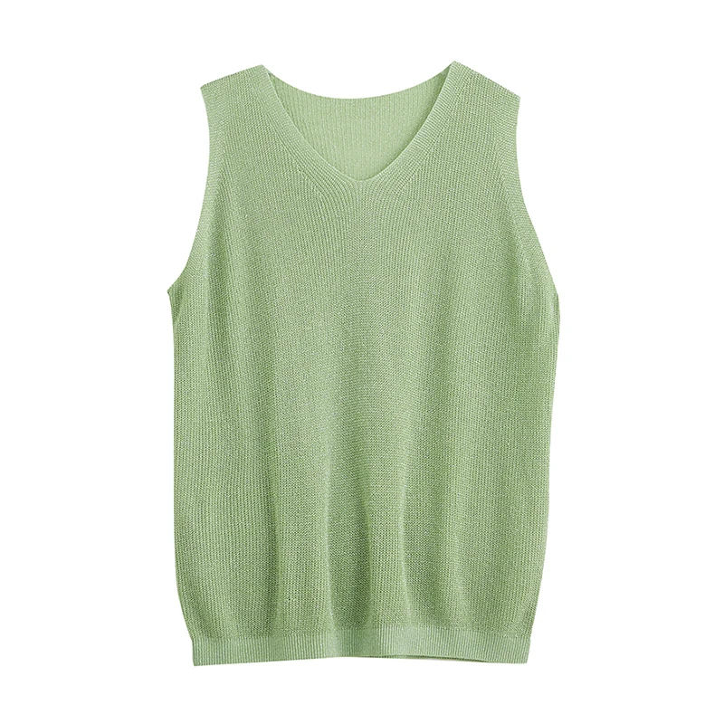Жилет женский однотонный тонкий трикотажный топ без рукавов с V-образным вырезом