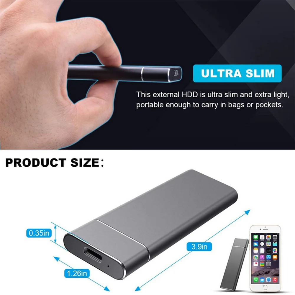 USB 3 0 2 ТБ жесткий диск SSD Внешний для настольного компьютера мобильный ноутбук 3600