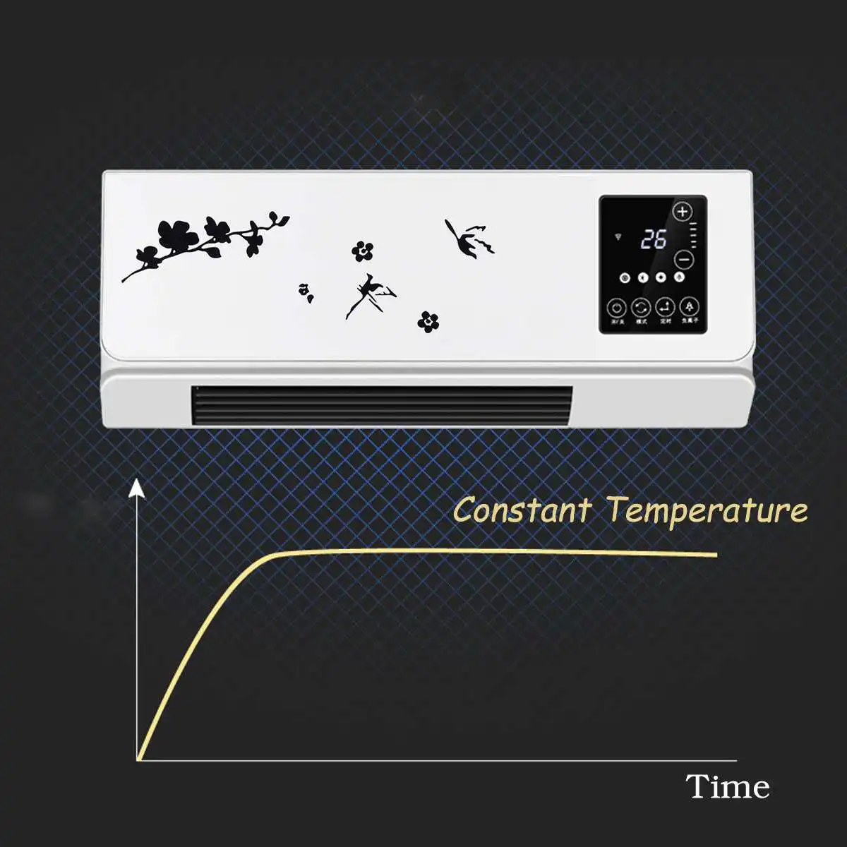 

220V Heating Air Conditioner Clothing Dryer Wall Desktop 2 Install Method LED Touch Screen Electric Air Heater 2000W