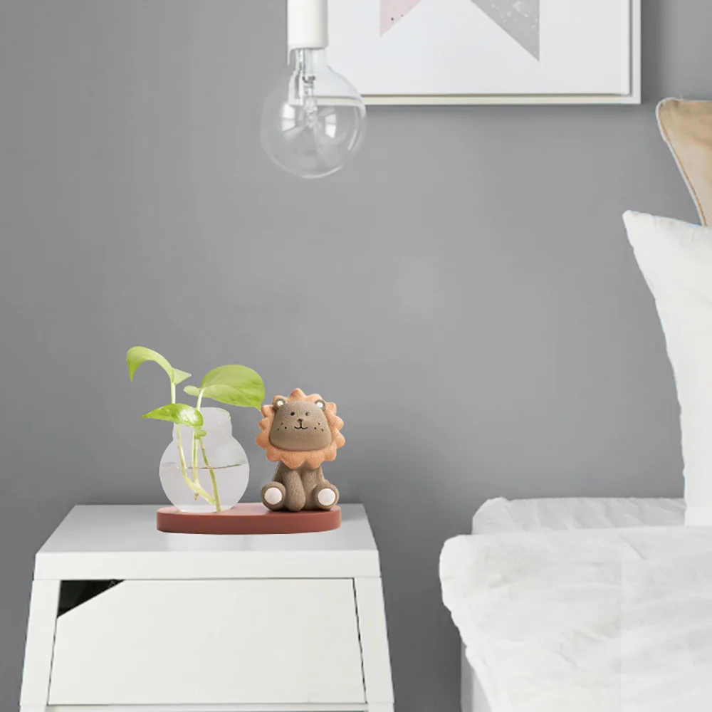 Скандинавская стеклянная ваза скульптура льва украшение для дома цветов