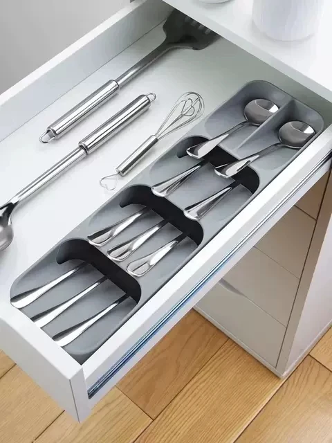 

Hot kitchen drawer knife and fork storage box tray cutlery spoon knife and fork separation organizer kitchen utensils