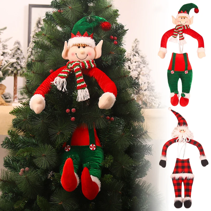

New H Christmas Tree Decorations Santa Claus Doll Elf Hug Tree Holiday Home Shopping Mall Decoration Supplies Plush Toys USJ99