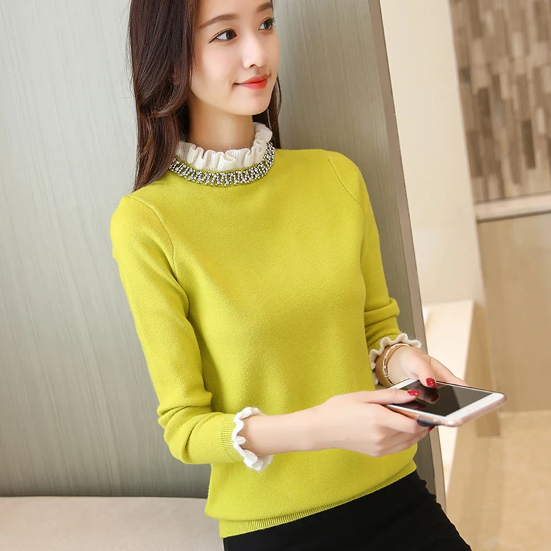 

2020 Promotion Feminino Pullover New Winter Sweater Hedging Agaric Korean Students All-match Sleeved Shirt Lotus