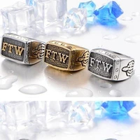new retro letter ftw middle finger pattern ring mens ring fashion metal ring accessories party jewelry