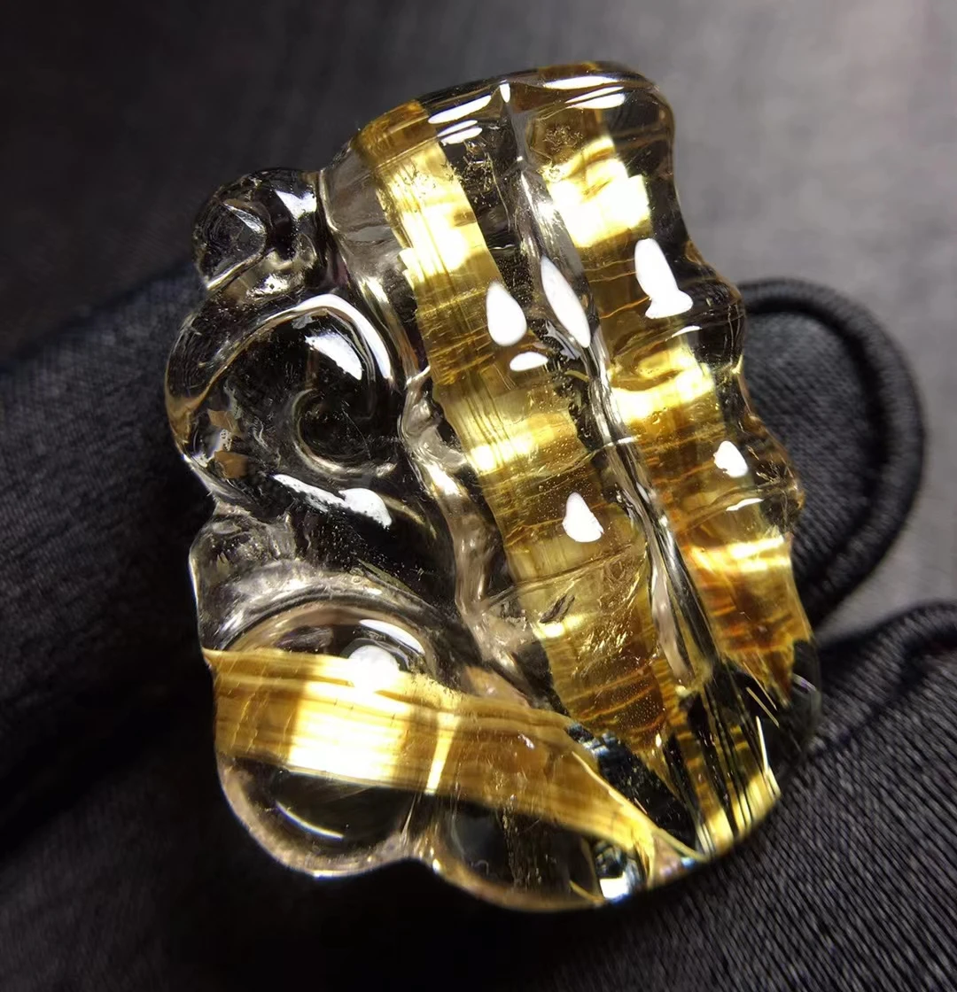 

Натуральный Золотой рутилированный кварц, бамбуковый кулон, драгоценный камень 29,5*22,7*8,5 мм, Waelthy, женские и мужские ювелирные изделия, Бразил...