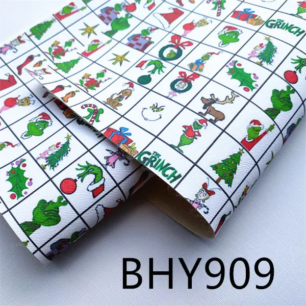 BHY909 A4 20*33 см мультфильм Рождественский персонаж Печать Синтетическая кожа ткань для DIY аксессуары BHY293 - Цвет: BHY909