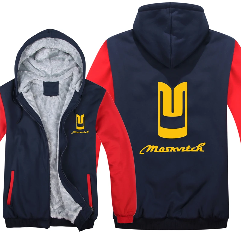 

2021 Russia Car Moskvich Hoodies Mens Zipper Coat Fleece Thicken moskvich Men Sweatshirt