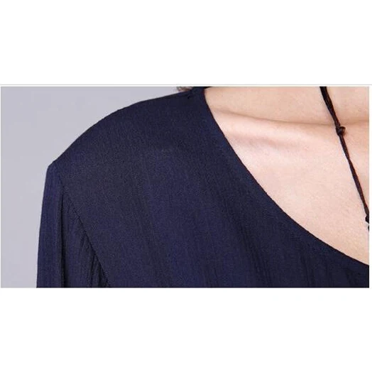 Winter Autumn Dress Long Sleeve Size M~2XL Linen Cotton Vintage Two Piece Solid Color O Neck Maxi Casual | Женская одежда