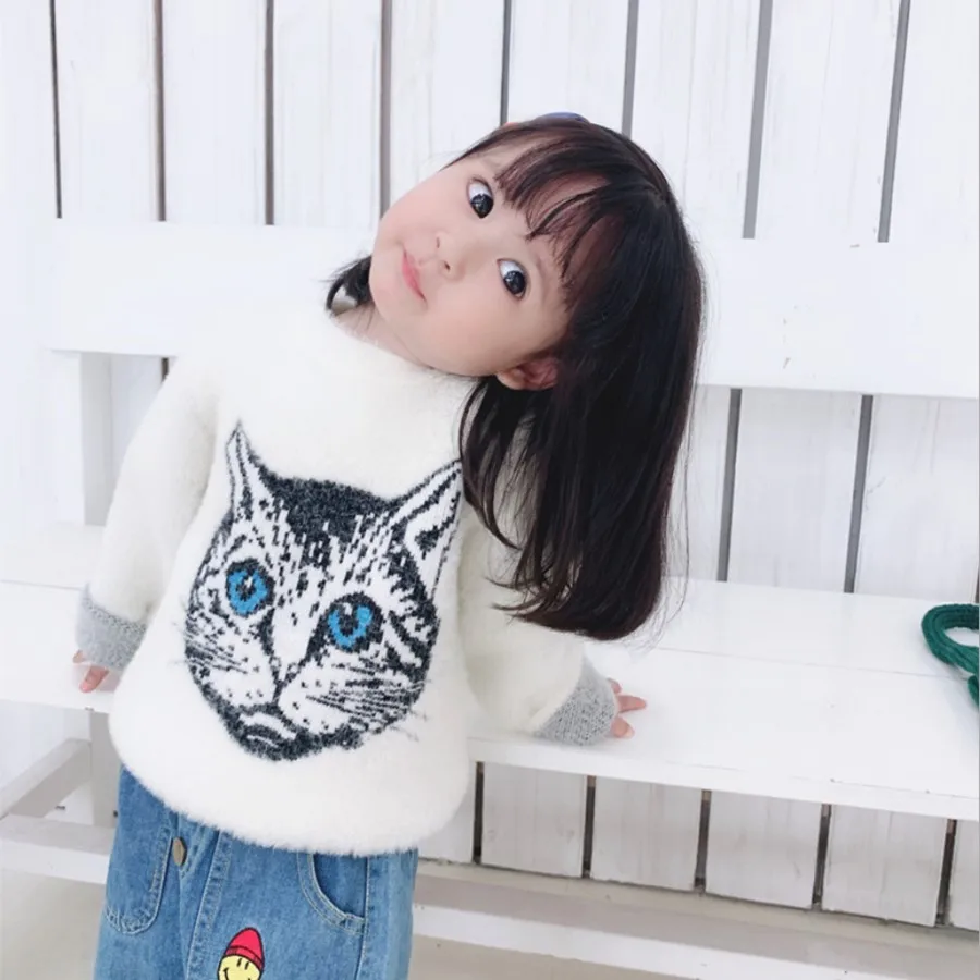 Детский толстый кашемировый свитер из норки для девочек и мальчиков вязаные