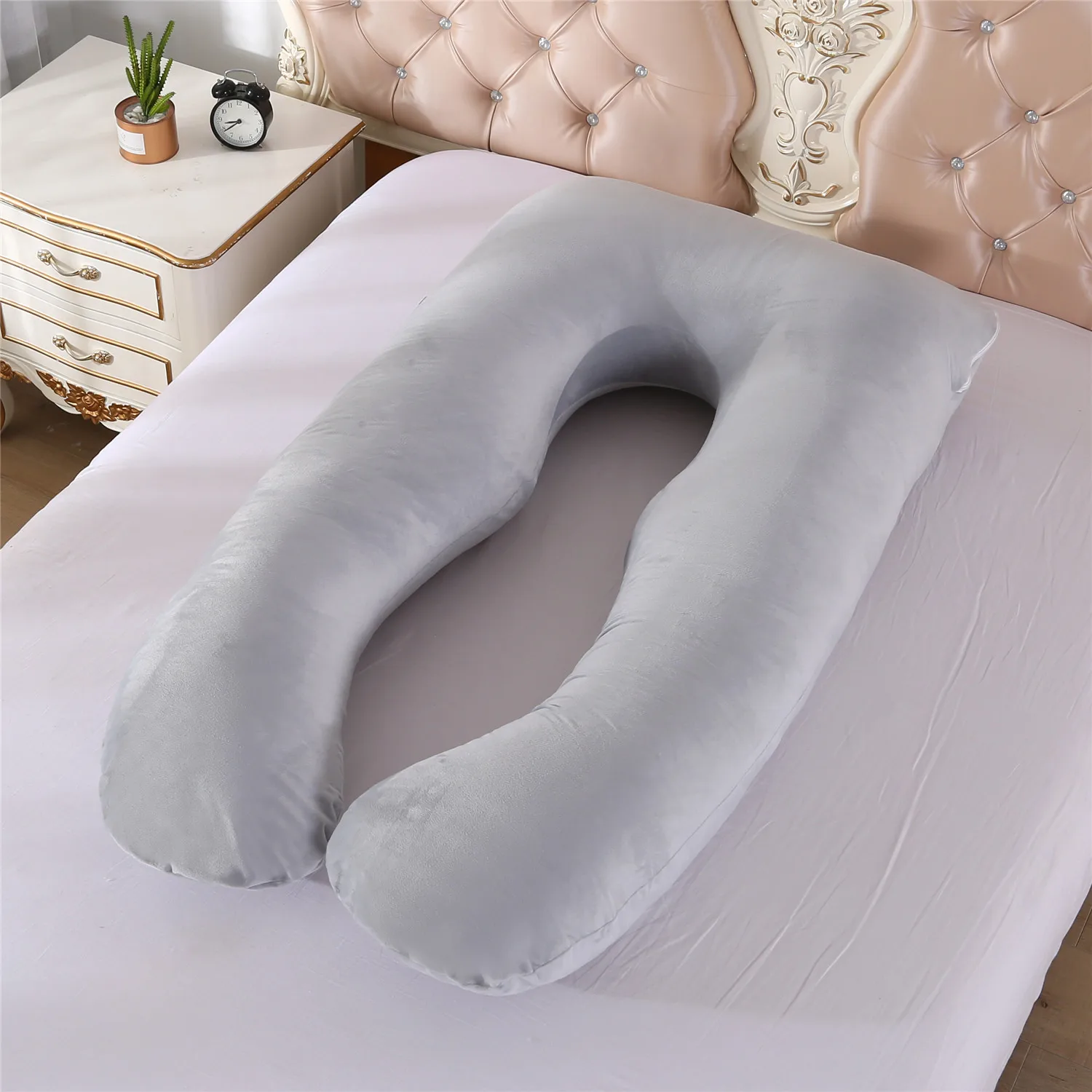Plush Silver Прямая поставка, подушка для сна для беременных женщин, плюшевая наволочка, u-образная Подушка для беременных - Цвет: Plush Silver