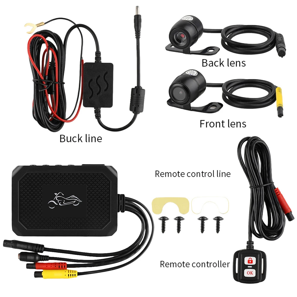 

VODOOL Large Wide-angle Motorcycle Camera 1080P HD Motorcycle DVR Front/Rear Driving Recorder Night Vision Vehicle Recorder
