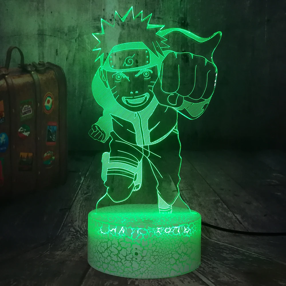 3D светодиодный ночник из аниме Fly удзумаки Наруто Оптическая иллюзия RGB 7 цветов