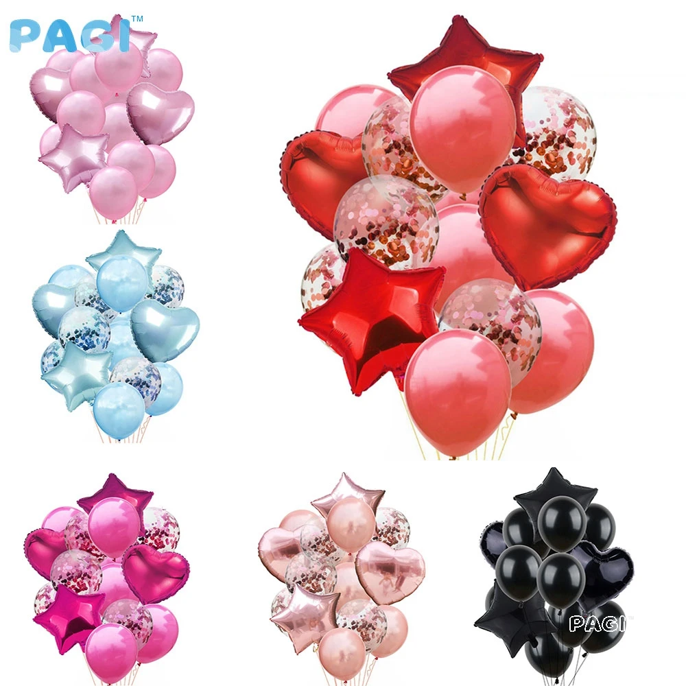 

14Pcs Confetti Latex Foil Balloon Wedding Valentines Day Party Decoration Birthday Ballon Supplies Adult Kids Festival Decor DIY