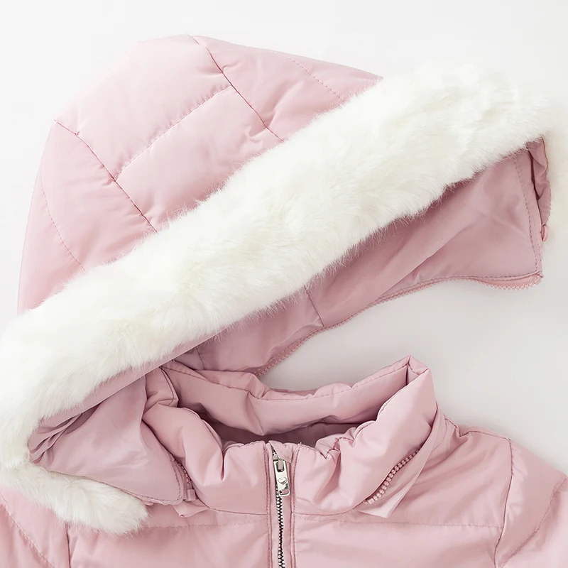 Детская одежда пуховик для девочек длинная куртка принцессы с капюшоном на осень