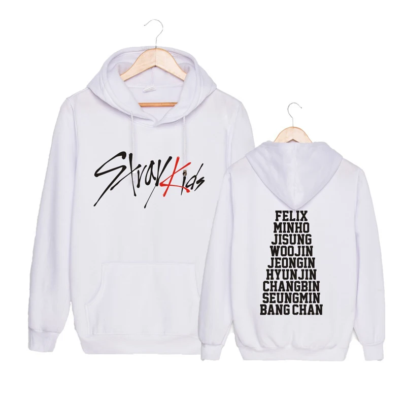 Straykids/модный детский пуловер с капюшоном, бархатный пуловер больших размеров для мужчин и женщин - Цвет: white10
