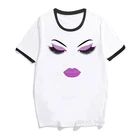 Женская футболка с рисунком искусственных губ, ресниц, макияжа, футболка, женская рубашка ulzzang harajuku, Женская белая футболка, топы