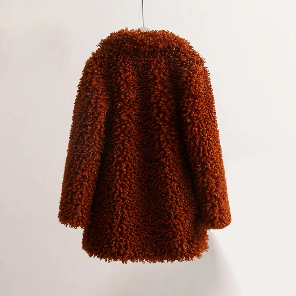 

Soft Fashion Women's Hairy Coats Wool Loose Long Sleeve Turn-Down Collar Warm Plush Coat Ladies Jackets chaquetas mujer 2019