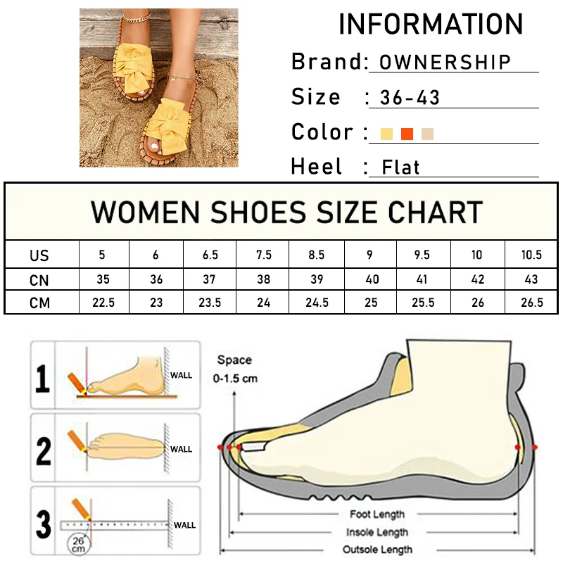 

Women 2021 Knot Bow Slippers Summer Woman Summer Causal Flats Ladies Beach Shoes Female Footwear Women's Slides Plus Size