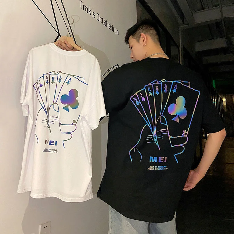 

Cool black shirt from streetwear men of oversized shirt harajuku ppoker tshirt will see high street half