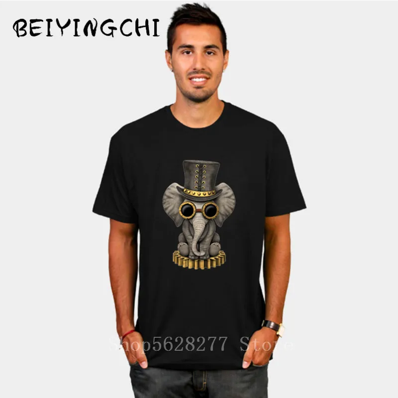 Стимпанк слоненок Бог футболка 2018 летние мужские футболки с коротким рукавом