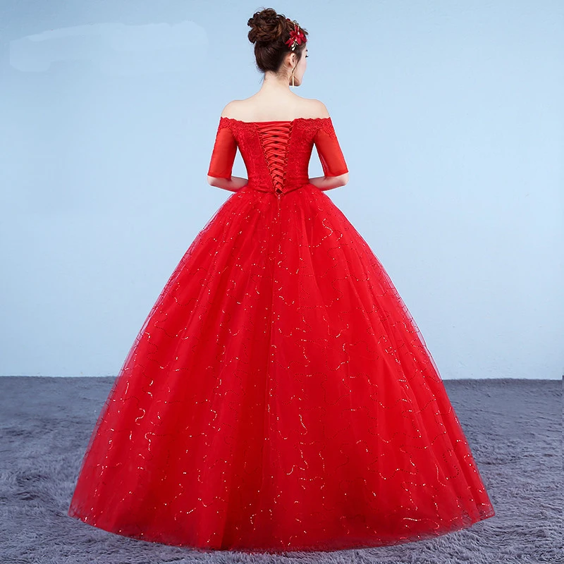 AnXin SH Цветочное платье принцессы с красным кружевом свадебное в винтажном стиле