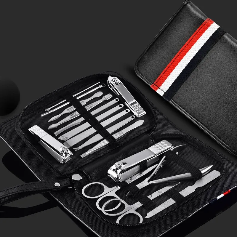 Маникюрный набор из искусственной кожи для маникюра и педикюра нержавеющей