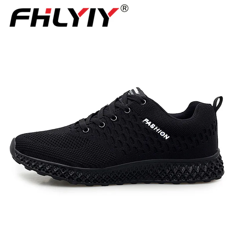 Black Fhlyiy/Брендовые мужские кроссовки; дышащая мужская обувь; повседневные кроссовки; мужские кроссовки на плоской подошве; черные мужские спортивные туфли - Цвет: Black