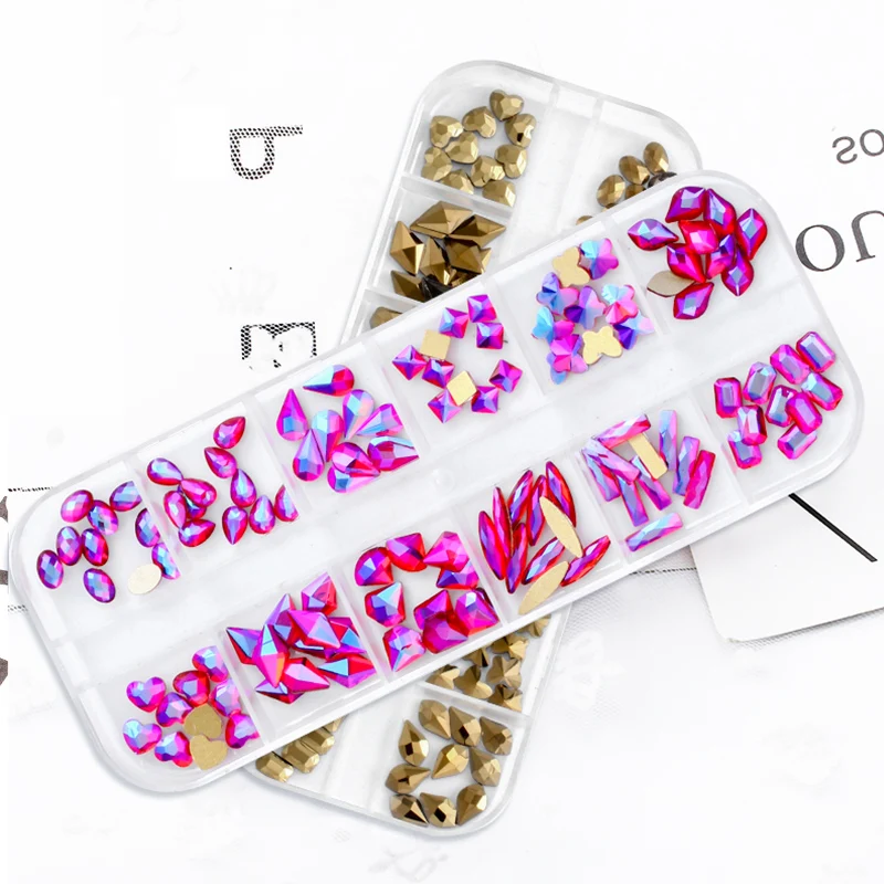 12 ячеек Стразы с плоской задней поверхностью кристалл без горячей фиксации камни
