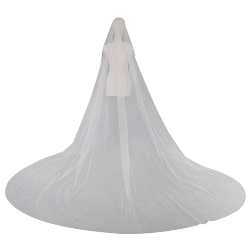 

Романтическая свадебная фата со шлейфом, однослойный головной убор с жемчужинами 83XF