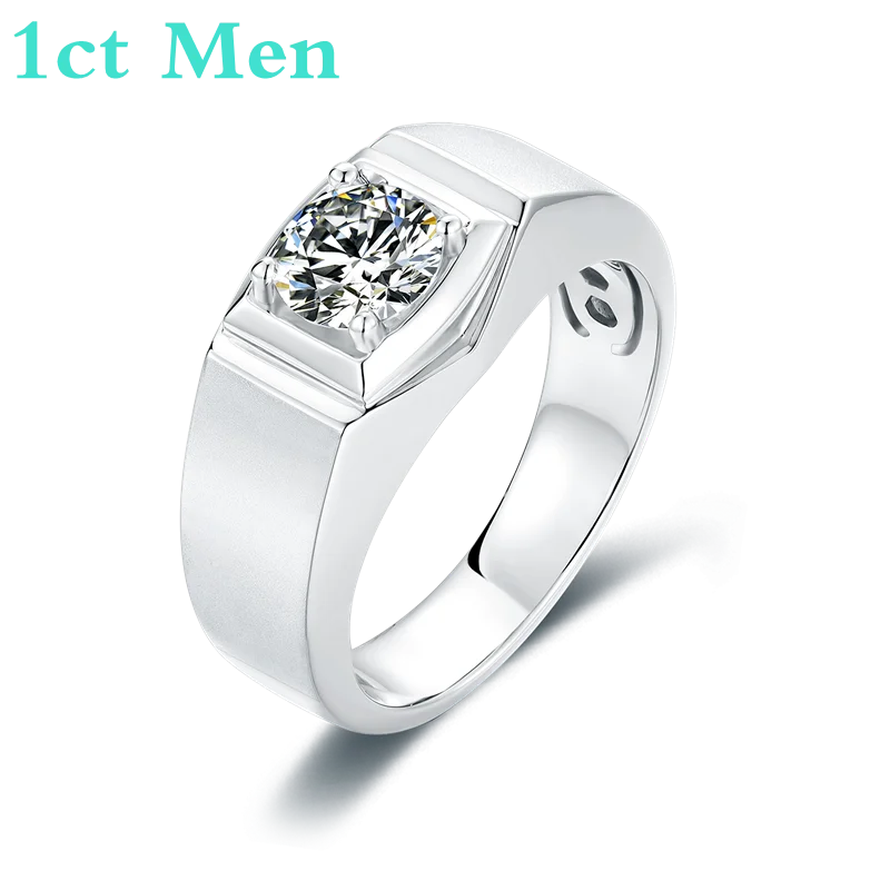 

Moissanite Men Ring 925 Silver 1ct D Color VVS1 Diamond Test Passed Jewelry Fashion Classic Style Ring For Men With Certificate