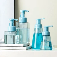 transparent blue foam pump bottles bathroom shampoo shower gel wash hair conditioner lotion dispenser mini makeup remover bottle