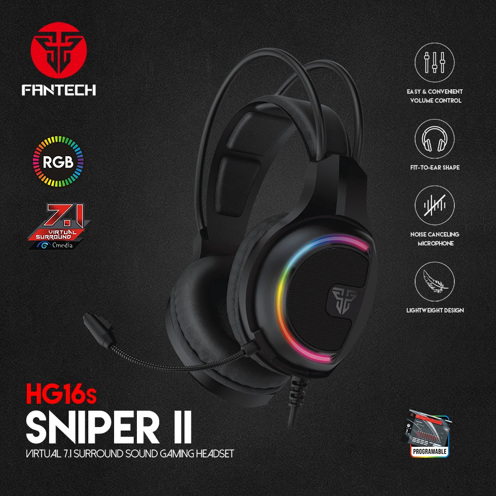 Fantech игровая гарнитура 7 1 виртуальной USB проводные наушники RGB светильник для
