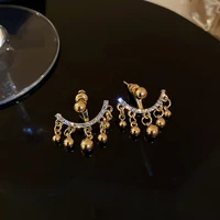 trendy round bead tassel drop earrings for women girl temperament jewelry aaa zircon s925 needle weddings birthday party gift